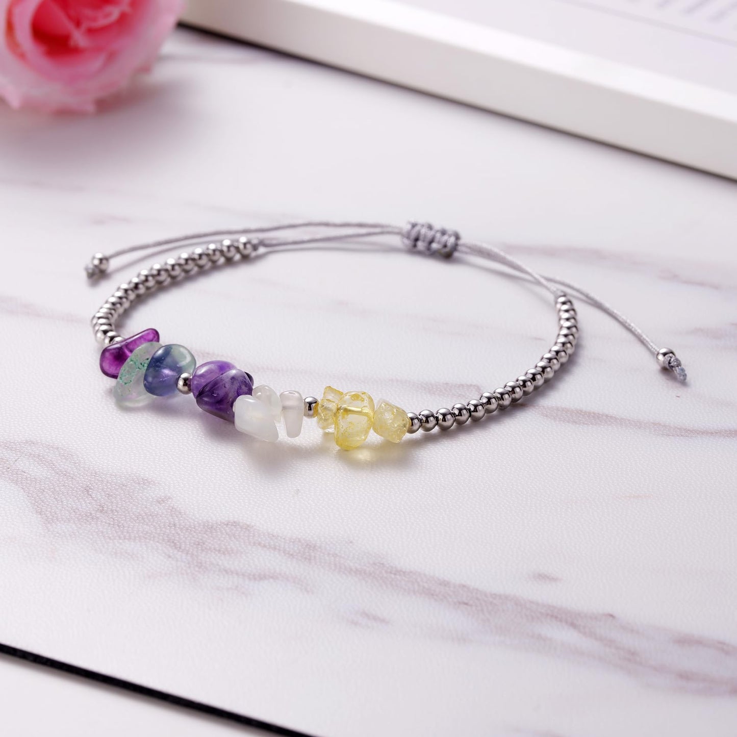 Ukodnus Perimenopause Bracelet for Women, Hormone Balance Crystal Jewelry for Stress Mood Support Sleep Calm, Perimenopause Gifts for Women