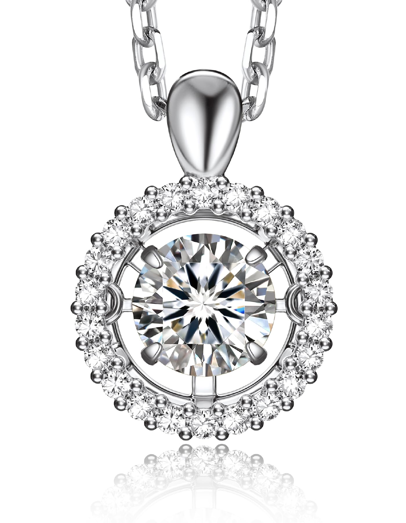 MomentWish 925 Sterling Silver Moissanite Necklace for Women 0.5Carat D Color VVS1 Moissanite Diamond Pendant Silver Accessories for Women Jewelry