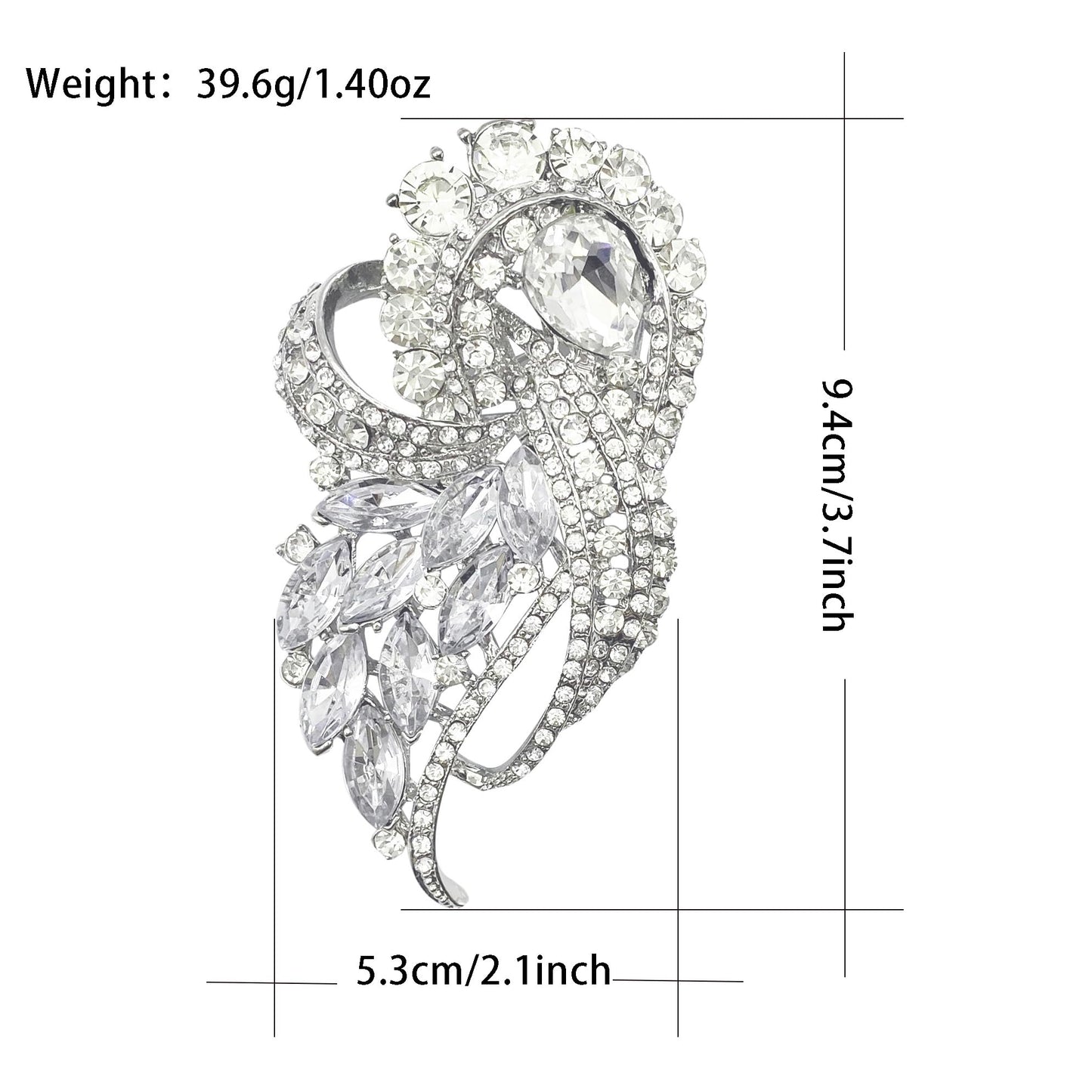 LAXPICOL Women's Vintage Blue Austrian Crystal Elegant Flower Teardrop Brooch Gold Tone (white)