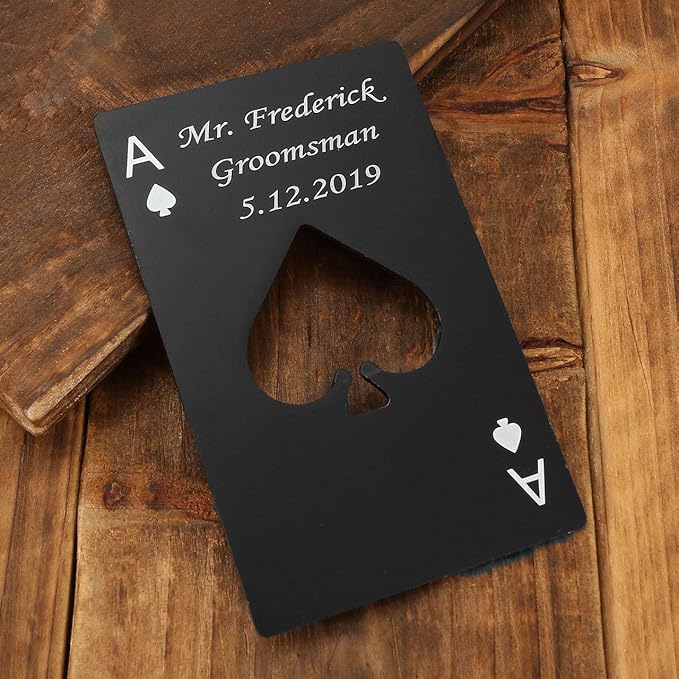 Personalized Custom Bottle Opener, Yoption 5 Pcs Stainless Steel Credit Card Size Beer Bottle Opener Cap for Wallet Pocket Wedding Party Groomsmen Birthday Gifts