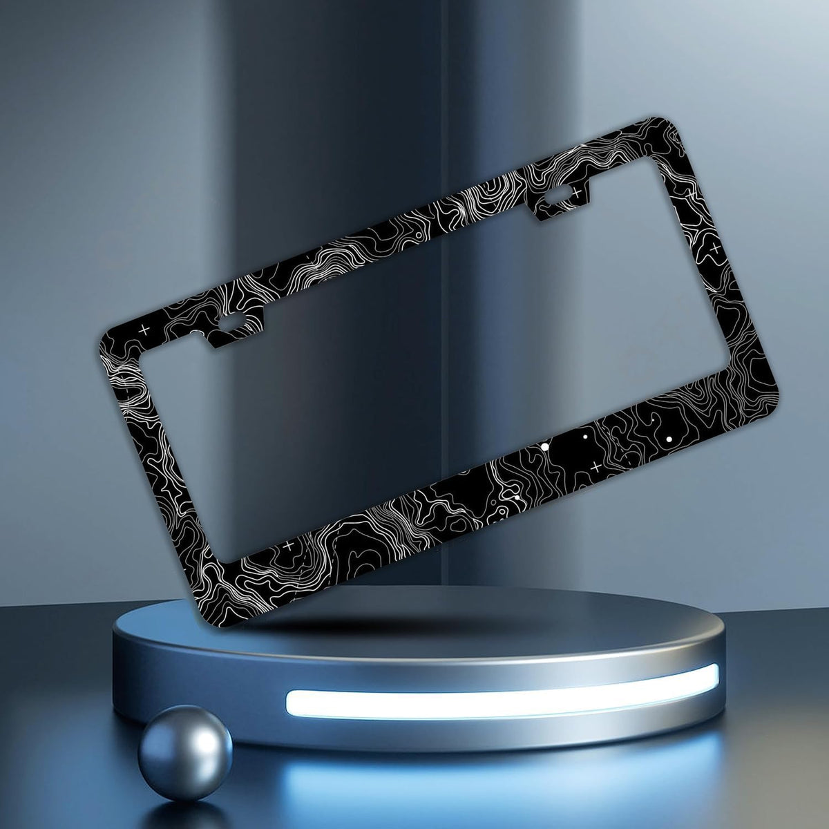 Topographic Map License Plate Frames - 2 Pcs Set 2 Holes Stainless Steel Metal Novelty Auto Car Accessories Decoration License Plate Frame Cover Size 6.3" x 12.2" Fit US Vehicles for Women Men Gift