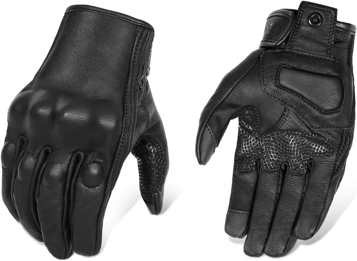 Updated Men's and Womens Black Motorcycle Gloves Armored Knuckle Protector Motorbike Riding Gloves(Updated,Non-Perforated, XXL)