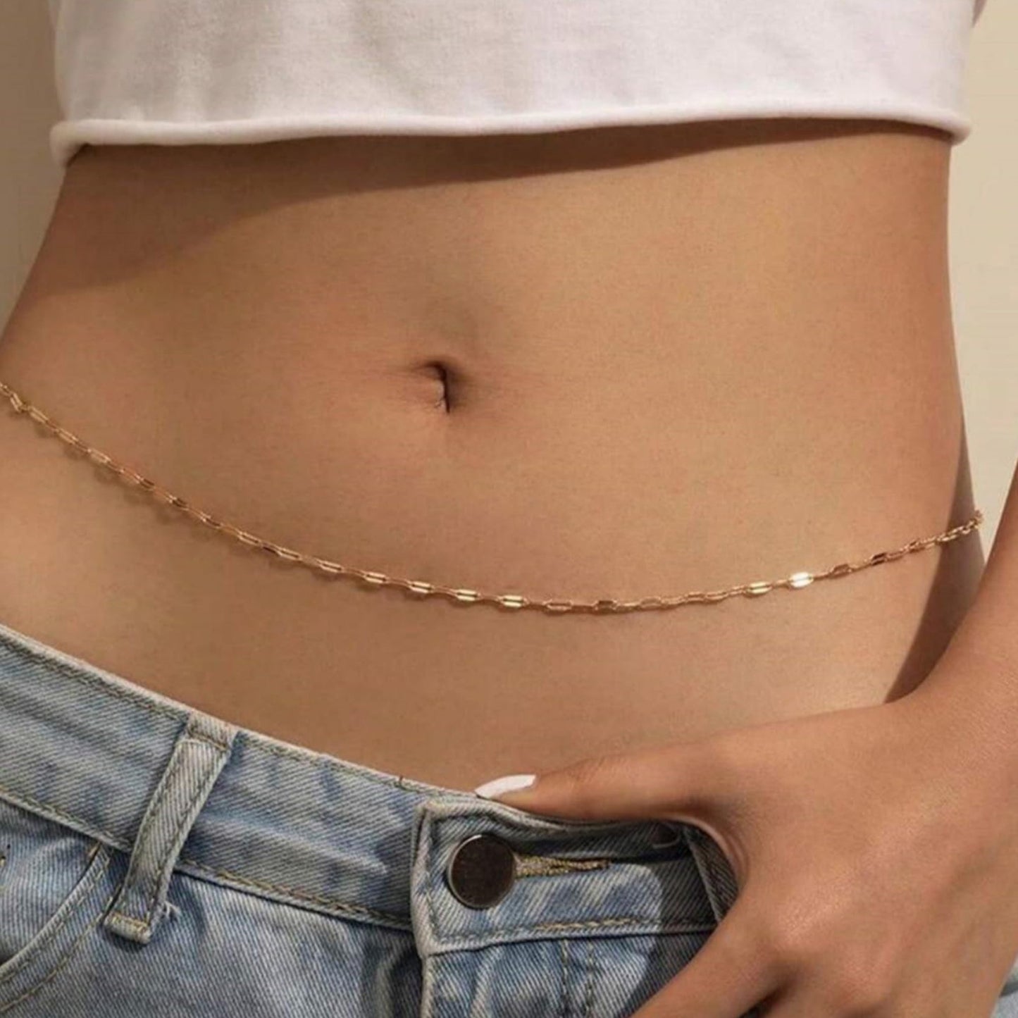 Longita Gold Belly Chain Gold Waist Chain for Women Plus Size Waist Jewelry for Women Belly Chains Simple Stomach Jewelry Trendy Trendy Sexy Body Chains non Tarnish Waterproof 1pcs