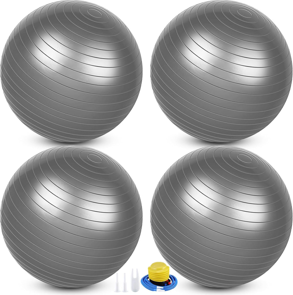 Leyndo 4 Pcs 26 Inch Yoga Exercise Ball Pilates Pregnancy Birthing Fitness Ball with Quick Pump Anti Burst for Improved Posture, Balance, Yoga, Pilates, Training