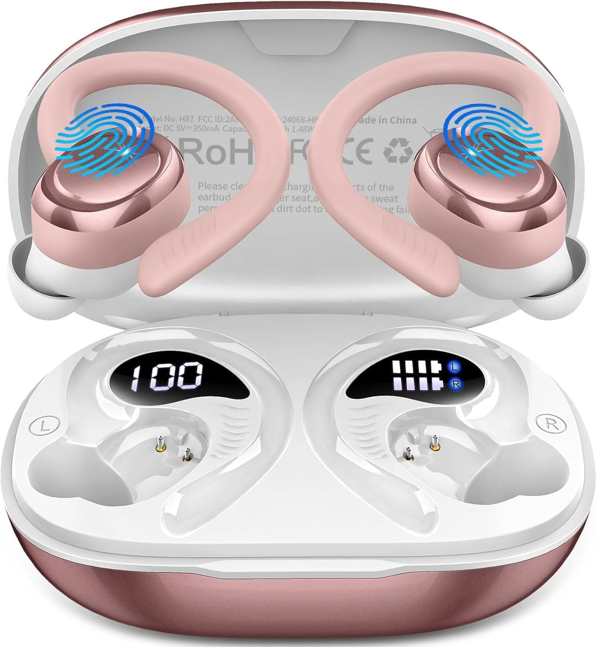 Wireless Earbuds Sport, Bluetooth 5.4 Headphones with Earhook, 2025 Hi-Fi Stereo Over Ear Buds, 50H Earphones with 4 ENC Noise Canceling Mics, IP7 Waterproof Headset for Running Workout (Android/iOS)