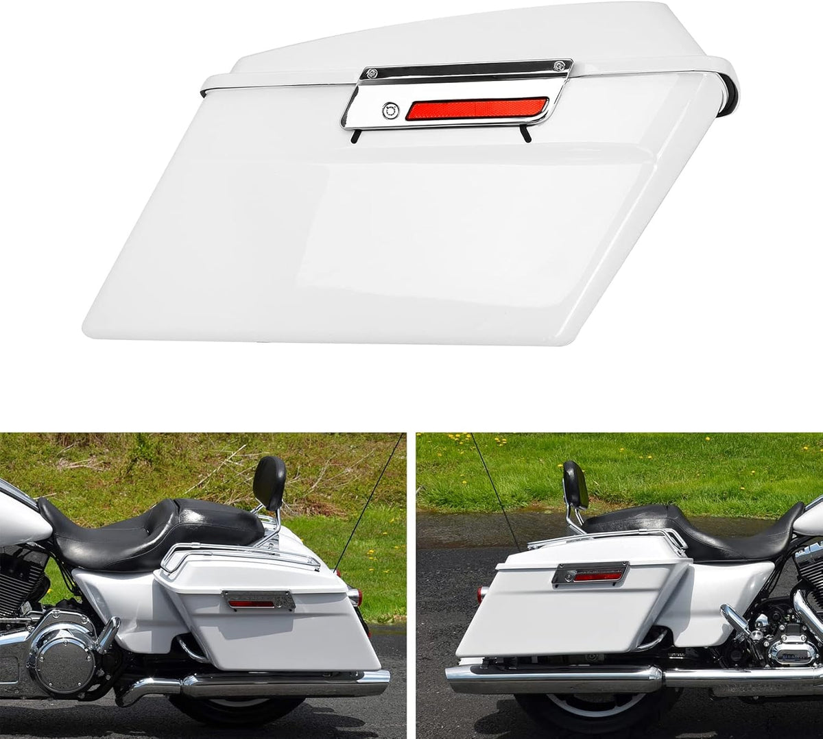 Green-L White Hard Saddlebags Fit for Harley Touring Road Glide King Street Glide Electra Glide 1994-2013