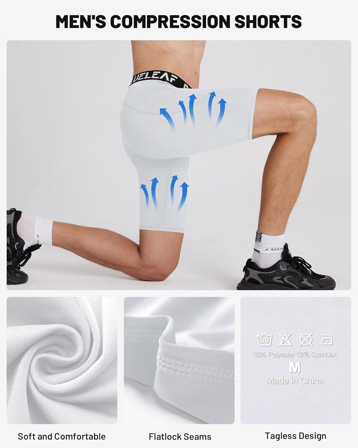 Blueleaf Men's Compression Shorts Sports Running Spandex Shorts Performance Athletic Workout Base Layer Underwear