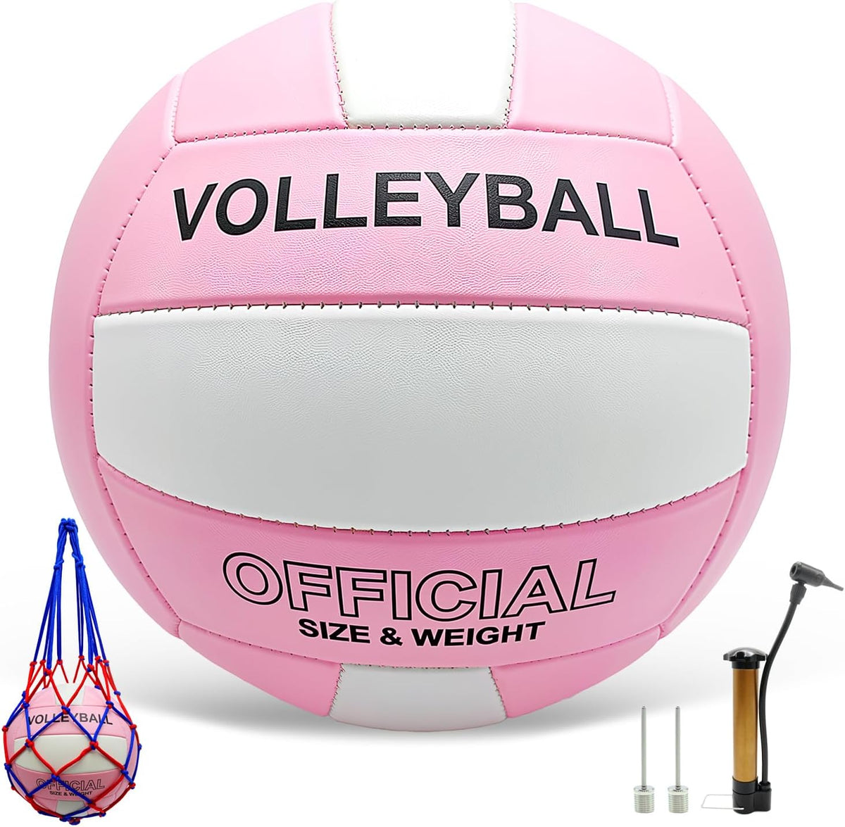 Volleyball Official Size 5 for Indoor Outdoor, Thicker PU Soft Volleyball Kit for Girls Boys Teenager Adults Beach Game Gym Training Beginner