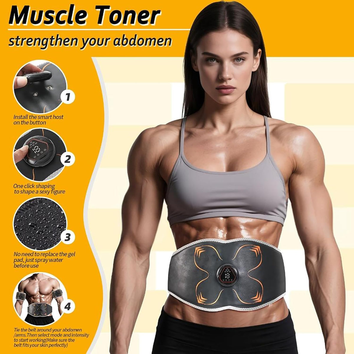 Electronic Muscle Stimulator, Abs Stimulator Muscle Toner for Abdomen/Arm/Leg, Strength Training Equipment for Men and Women