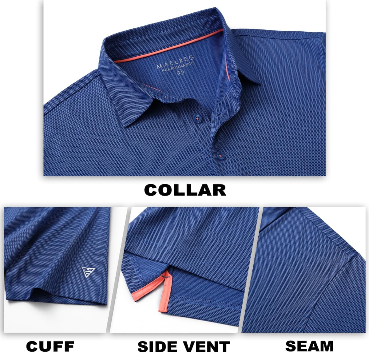 M MAELREG Golf Shirts for Men Dry fit Sports Jacquard Lightweight Performance Texture Short Sleeve Collared Polo Shirts