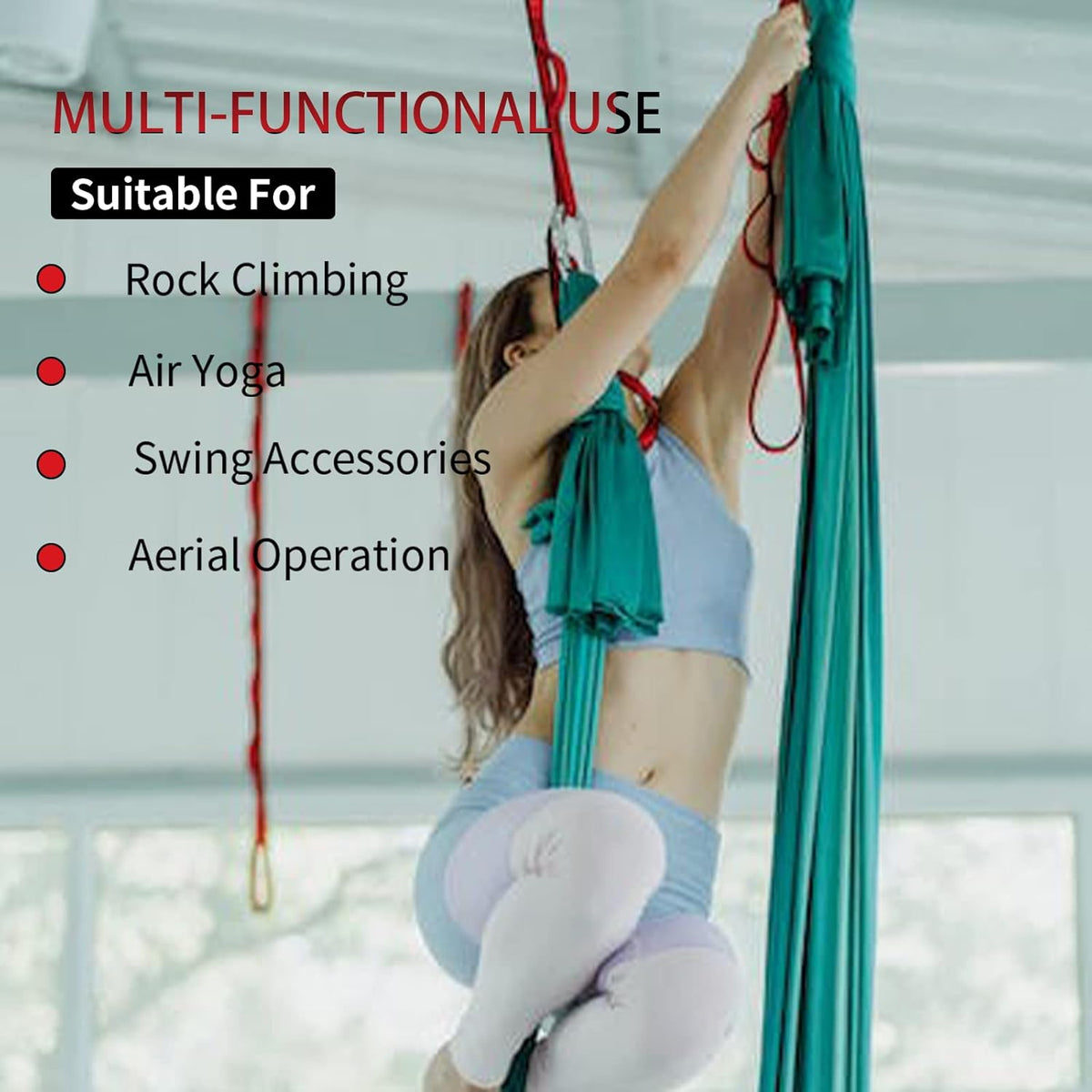 Aerial Yoga Hammock Daisy Chains Strap, Strong 22kN Adjustable with 10 Loops, No Stretch, Climbing Strap Nylon Chain Sling for Aerial Yoga,Swing, Hammock, Suspension, Exercise