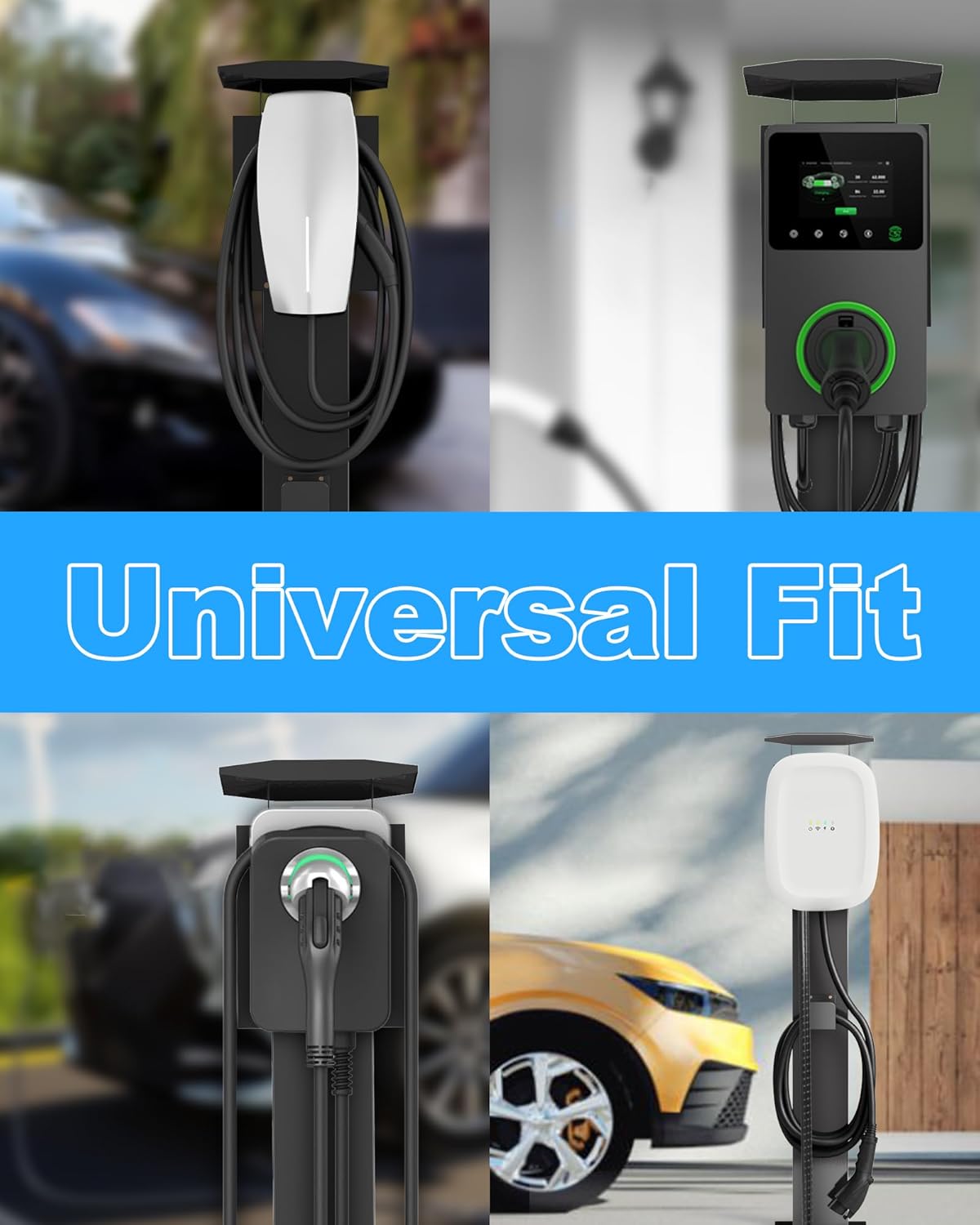 EV Charger Pedestal, Outdoor Electric Vehicle Charger Stand, Freestanding Charging Station Stand Accessory, Corrosion Resistant, Galvanized Steel, for All Level 2 Chargers