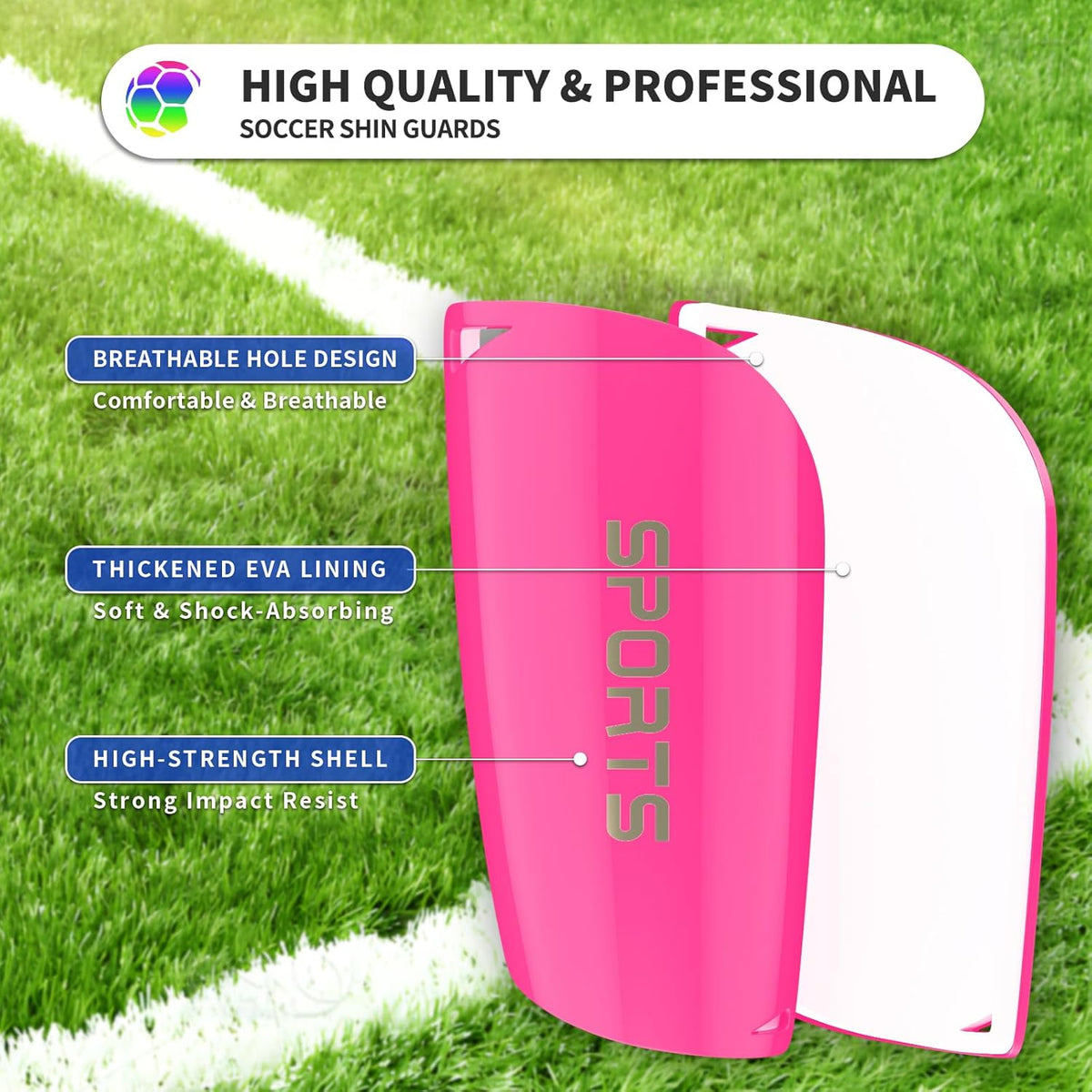 Kids Youth Soccer Shin Guards with Sleeves, Slip in Shinguards Soccer Shin Pads for 3-15 Years Old Boys Girls Child Teens