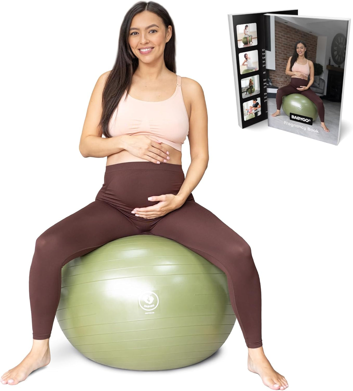 BABYGO® Birthing Ball for Pregnancy & Labor + Our Award Winning Book - Exercise, Birth & Recovery Plan, 5X Stronger Than a Yoga Ball with Eco Friendly Material