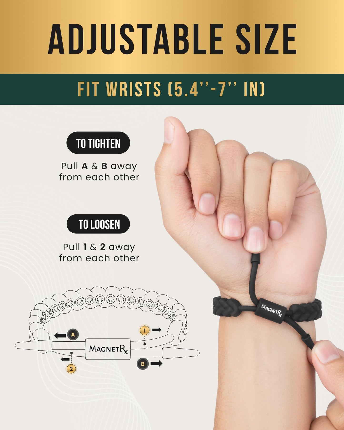 MagnetRX® Magnetic Sports Bracelet for Men – Ultra Strength Magnetic Balance Bracelet for Men & Women with Adjustable Clasp – Waterproof & Sweatproof Silicone Golf Bracelets for Everyday Wear