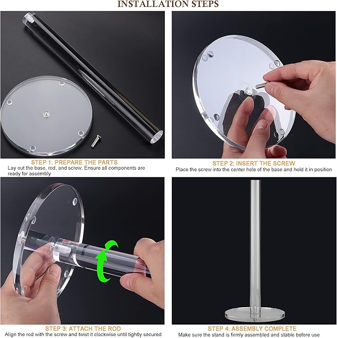 WORHE Paper Towel Holder Countertop Clear Acrylic 5.9" Diameter Thickening Sturdy Base,for Kitchen Bathroom, Paper Towel Dispenser for Tear Tissue Roll 1 Pack (YGC001)