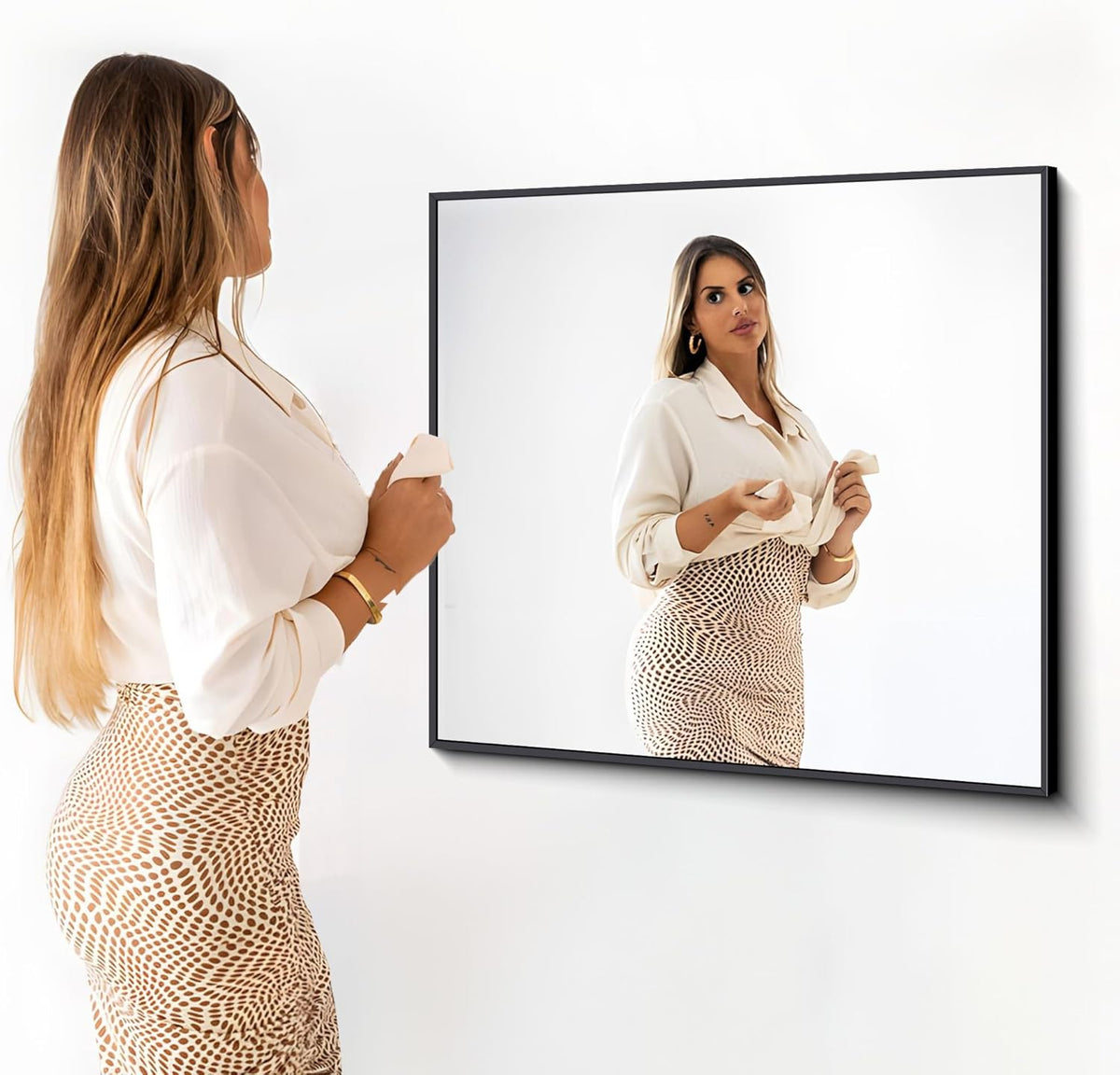 Black Bathroom Mirror for Wall, 36x40 Inch Rectangle Mirrors with Metal Frame, Modern Vanity Wall Mirror Decor for Entryway Hangs, Bathroom Living Room Horizontal or Vertical