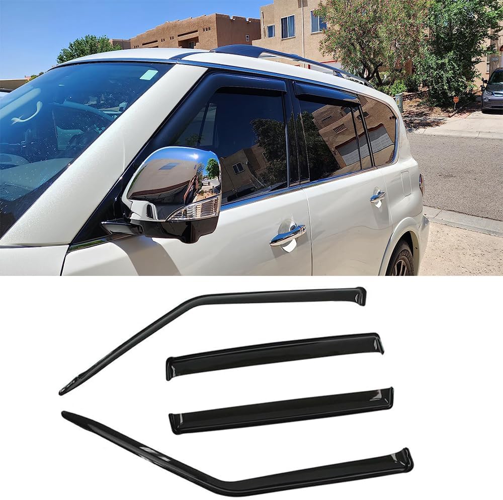 NI60 Side Window Wind Deflector,4pcs Outside Mount Style Nice Sun Rain Guards Set,Window Visors fit for 2017-2023 Nissan Armada