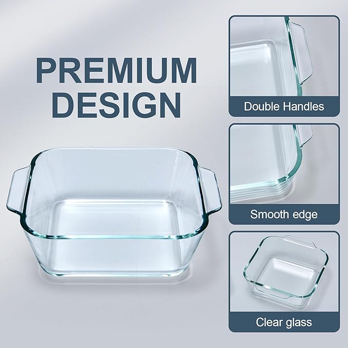 Small Casserole Dishes 4 Pack, 5 Inch Glass Square Baking Dish Individual Portion Baking Pan for Oven Microwave Air Fryer Square Egg, Clear Prep Bowls with Handle