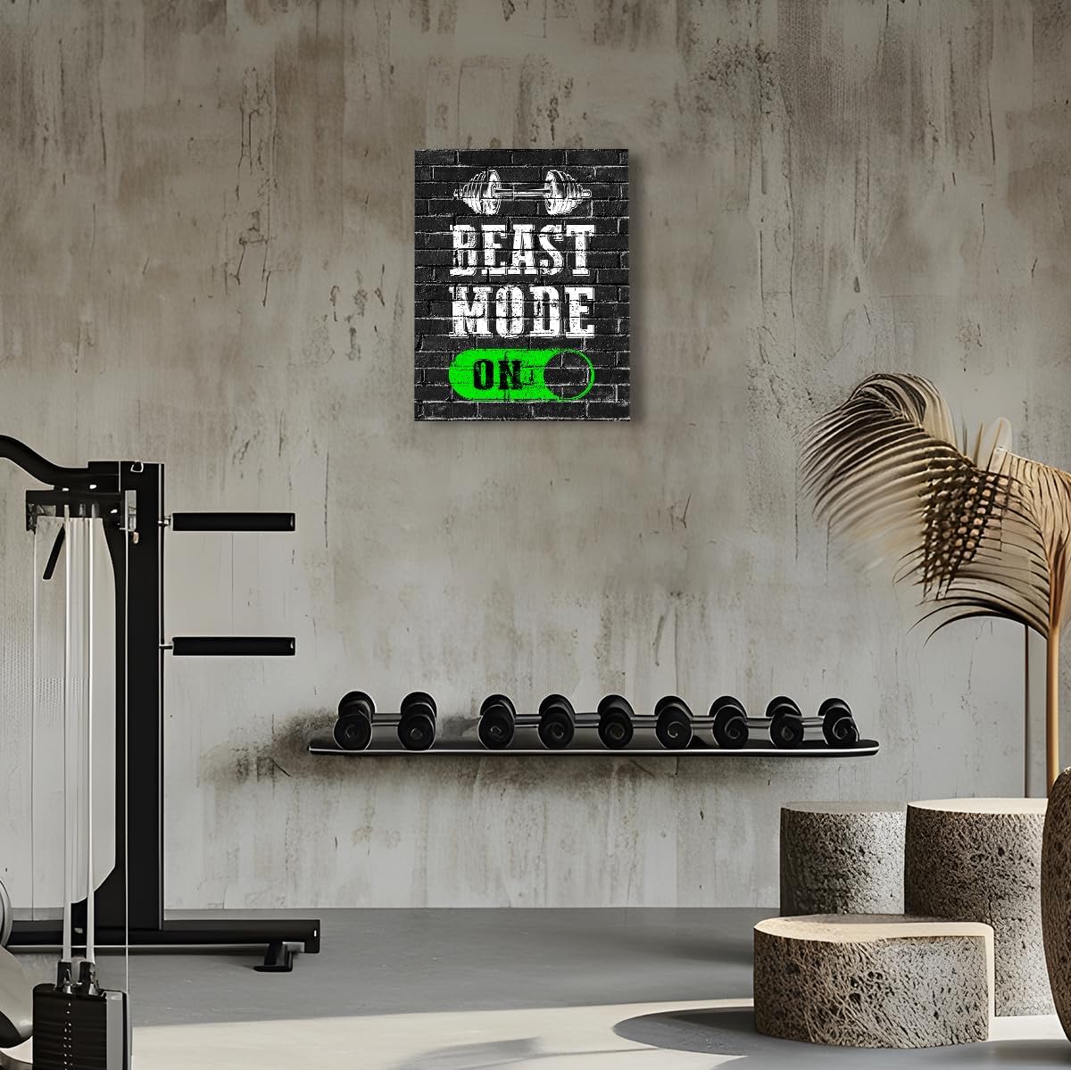 Gym Quotes Wall Art,Inspirational Workout Wall Decor,Beast Mode on Canvas Wall Art for Home Gym Exercise Fitness Room