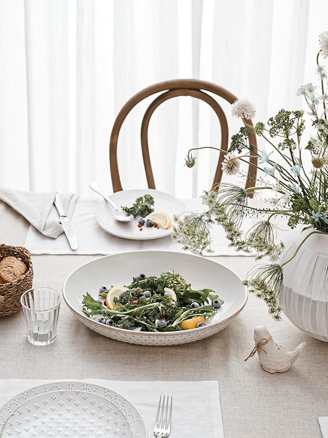 LE TAUCI Serving Bowls, Large Oval Platters for Entertaining, Ceramic Serving Tray for Dinner, Pasta, Salad, Dessert, Turkey, Fish, Fruit, Bread - 45oz/74oz, 11.8"/13.7", Set of 2, Arctic White