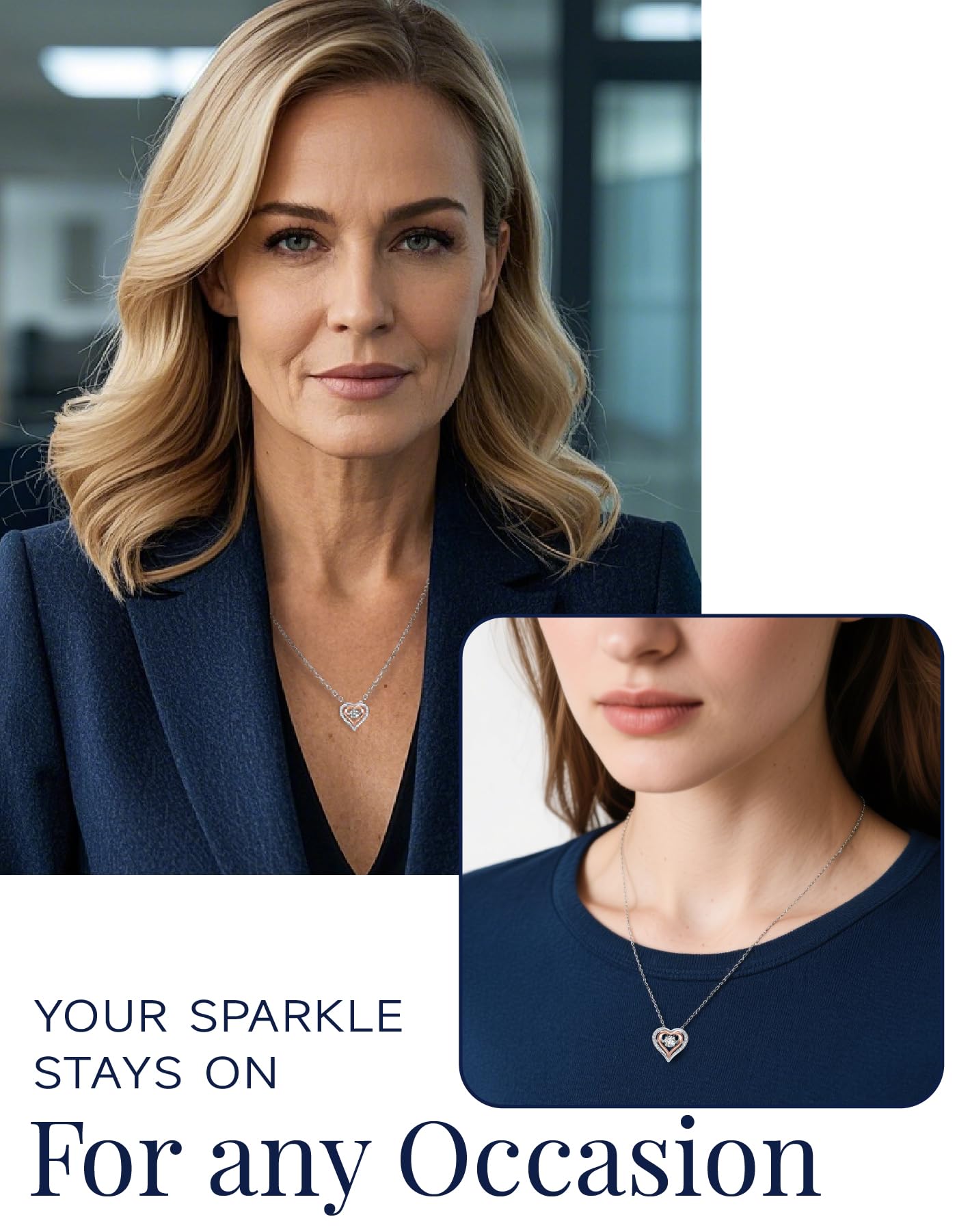 MomentWish Dancing Diamond Heart Necklace for Women 0.5 Carat D Color VVS1 Moissanite Lab Created Diamond Necklace Sterling Silver Jewelry Happy Anniversary
