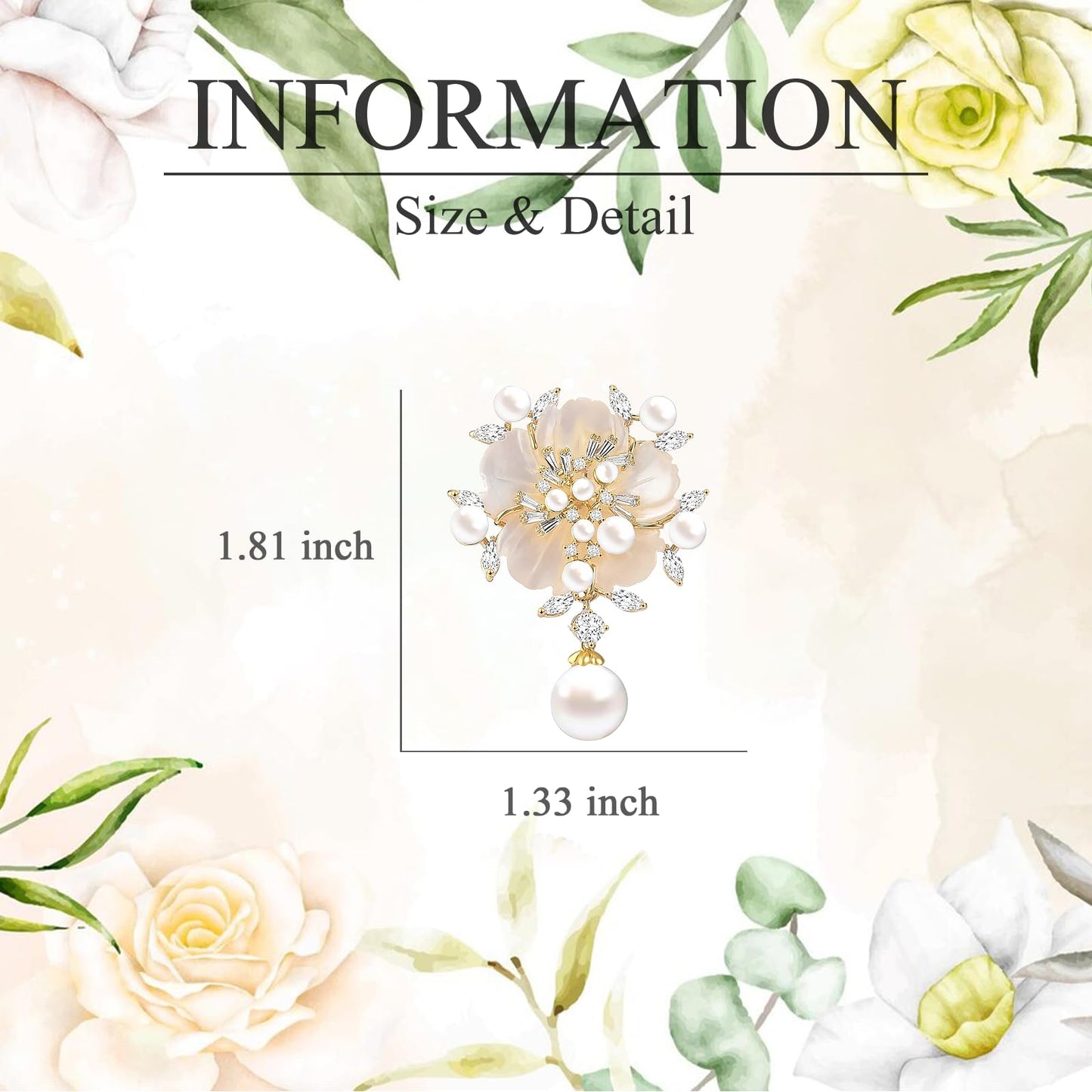 EMEGCY Gold Pearl Flower Brooch for Women Pearl Pin Flower Lapel Pin 18K Gold Plated Rhinestone Jewelry Gift for Mom Wife Sister Bride Wedding Brooches