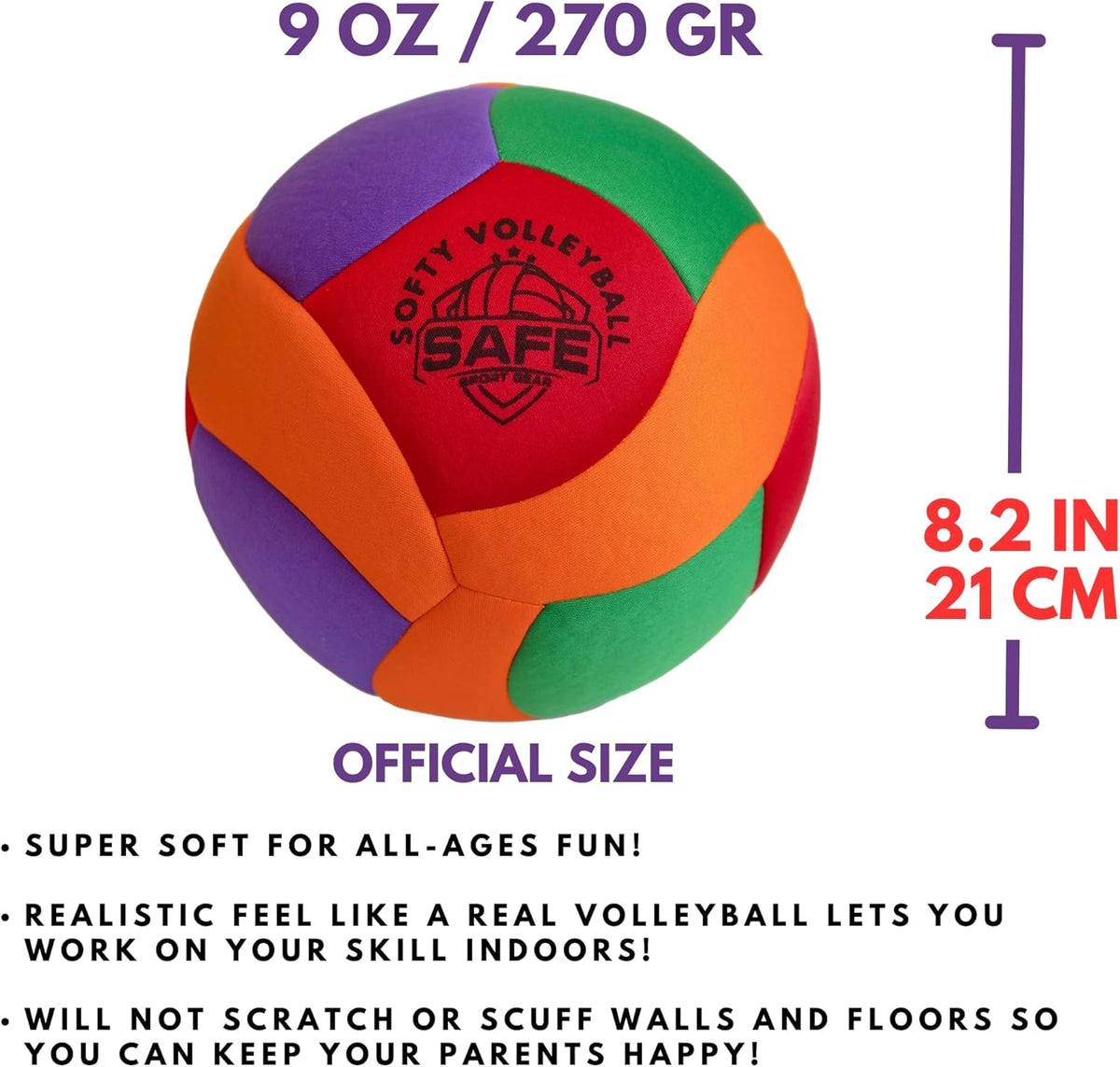 Softy Volleyball - Super Soft Designed for Pain-Free Play - Awesome Kids Indoor Ball with a Realistic Feel and Bounce - Perfect Ball for House