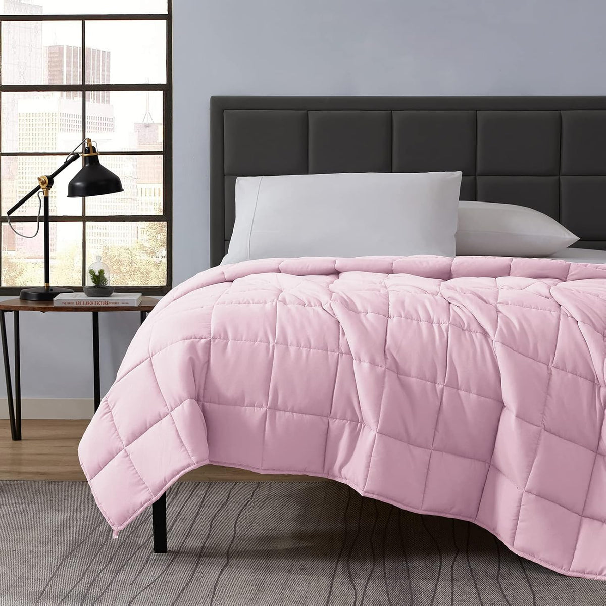 L'AGRATY Weighted Blanket - 40"x60" 10lbs Cooling Breathable Microfiber Material with Glass Beads Small Blanket All-Season Summer Fall Winter Soft Thick Comfort