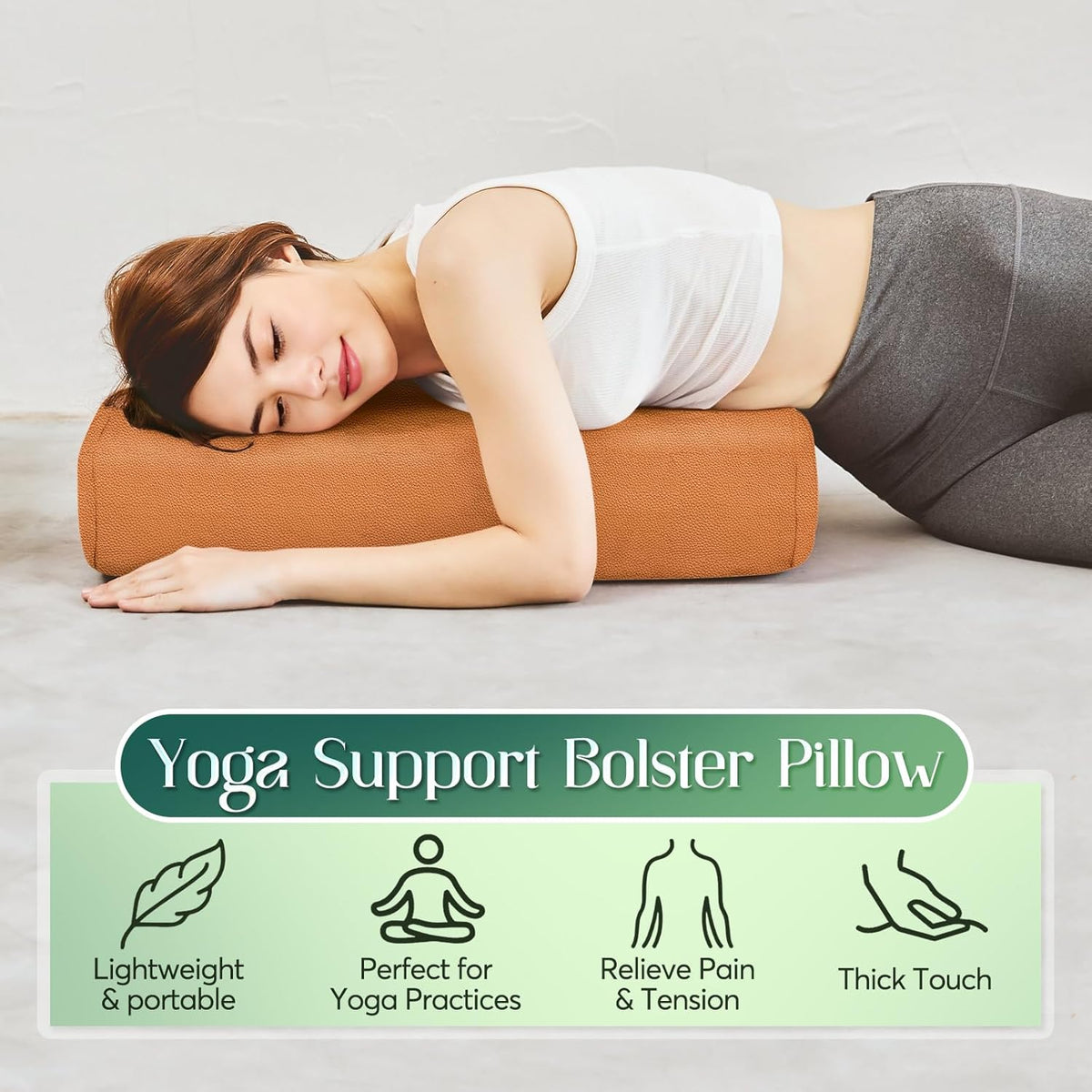 Premium Crushed Sponge Yoga Bolster Pillow for Yin Yoga, Restorative & Meditation - Rectangular Cushion