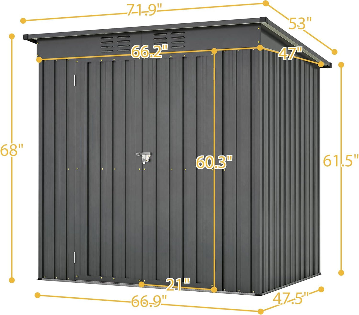 6x4 FT Outdoor Metal Storage Shed with Lockable Door & Floor Frame, Heavy-Duty Garden Tool Shed, Weatherproof Steel Utility Shed for Backyard, Patio, or Lawn Organization