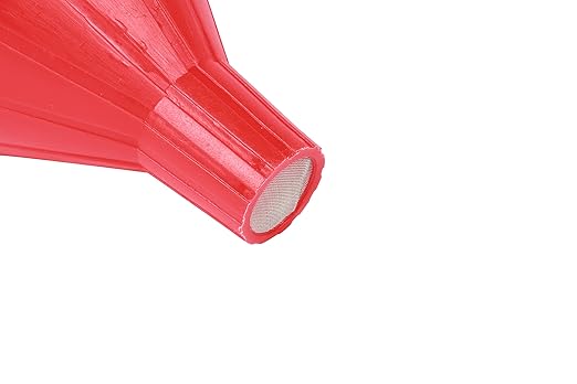 WirthCo 32006 Funnel King Red Polyethylene Funnel with Screen/Strainer, Funnel for Oil, Fuel, Gas, and Automotive, Large 6-quart Capacity