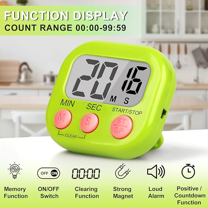 ZILLEEN Classroom Timer for Kids Teachers 2 Pack Digital Tmers, Green