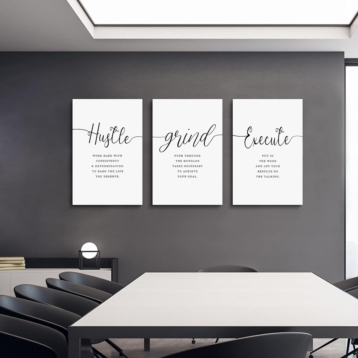 Canvas Grind Quote, Hustle Grind Execute, Inspirational Print, Office Wall Art, Large Poster, Motivational Wall Art, Office Decor Set of 3 Prints (16x24in x 3pcs)
