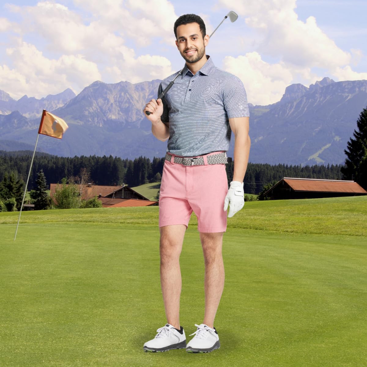 M MAELREG Golf Shirts for Men Dry fit Sports Jacquard Lightweight Performance Texture Short Sleeve Collared Polo Shirts