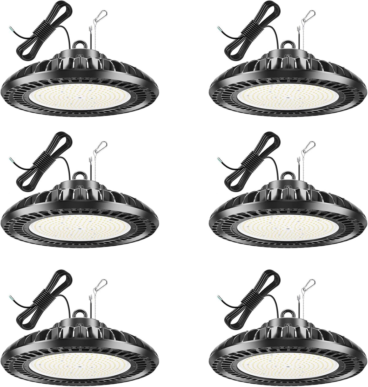 6 Pack 400W LED High Bay Light 56000LM 5000K 120VAC UFO Light IP65 Waterproof Dimmable Commercial Bay Lighting for Workshop|Garage|Factory -ETL&DLC Listed