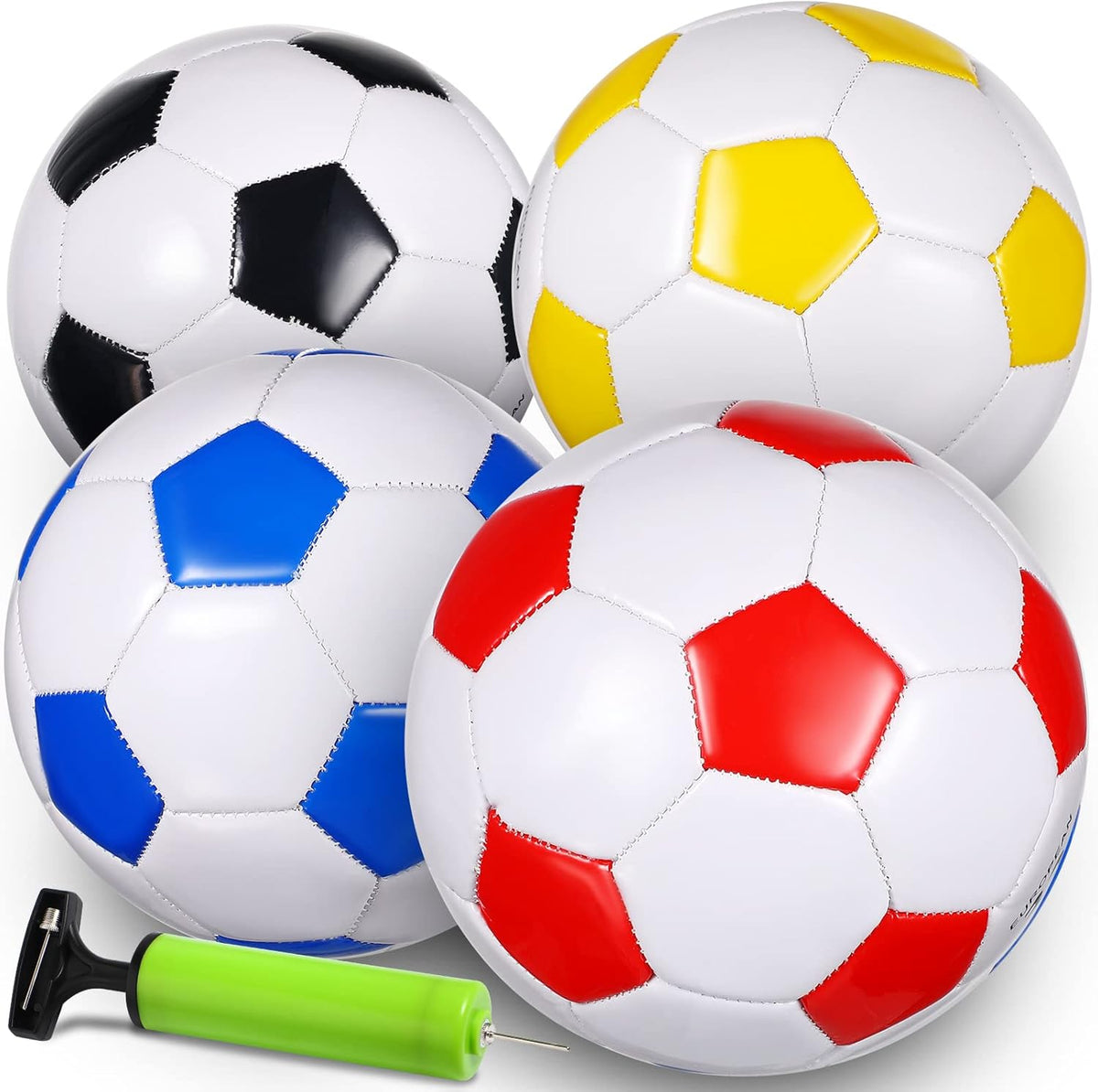 HyDren 4 Pack Soccer Ball with Pump Official Size 4/5 Deflated Soccer Balls Bulk for Outdoor Indoor Practice Training Sport Gift for Kids Boys Teen Youth Adult