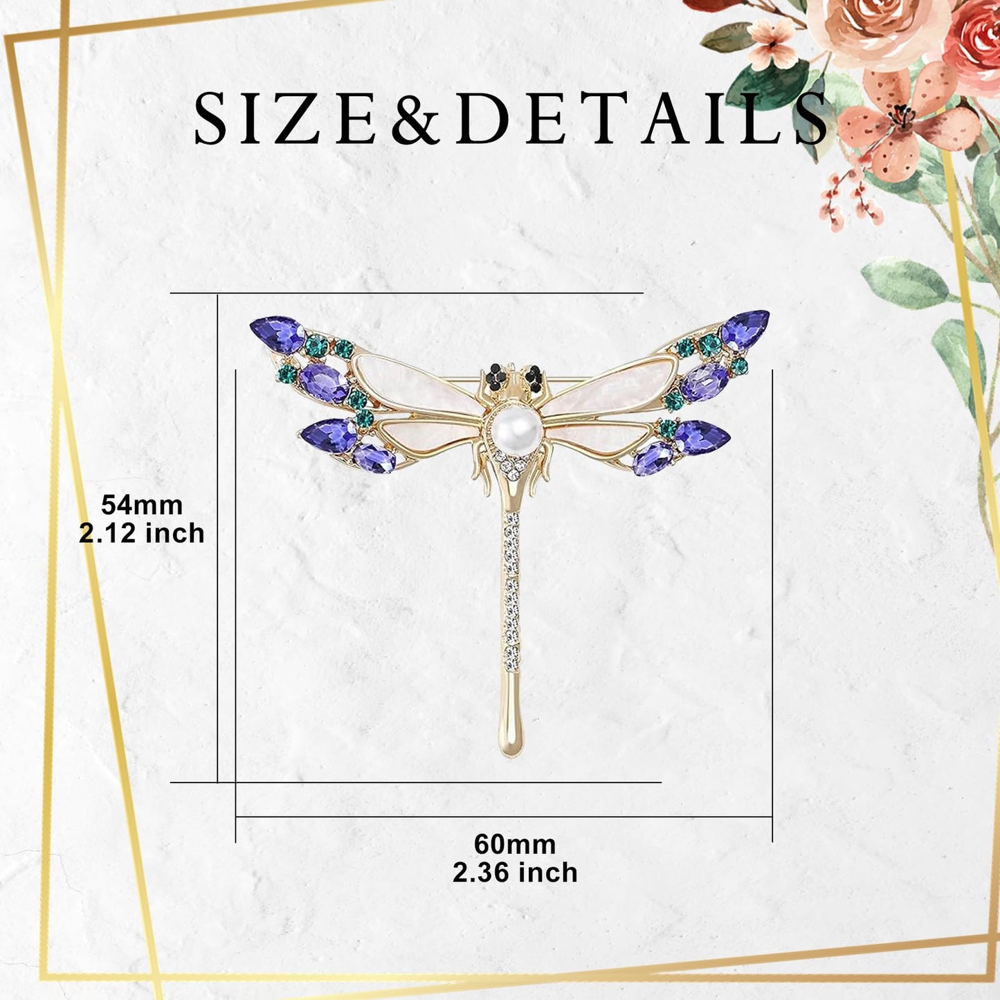 Crystal Dragonfly Brooch for Women Pearl White Shell Dragonfly Pin Dragonfly Accessories Mother's Day Birthday for Mother Wife Daughter (Dragonfly-1)