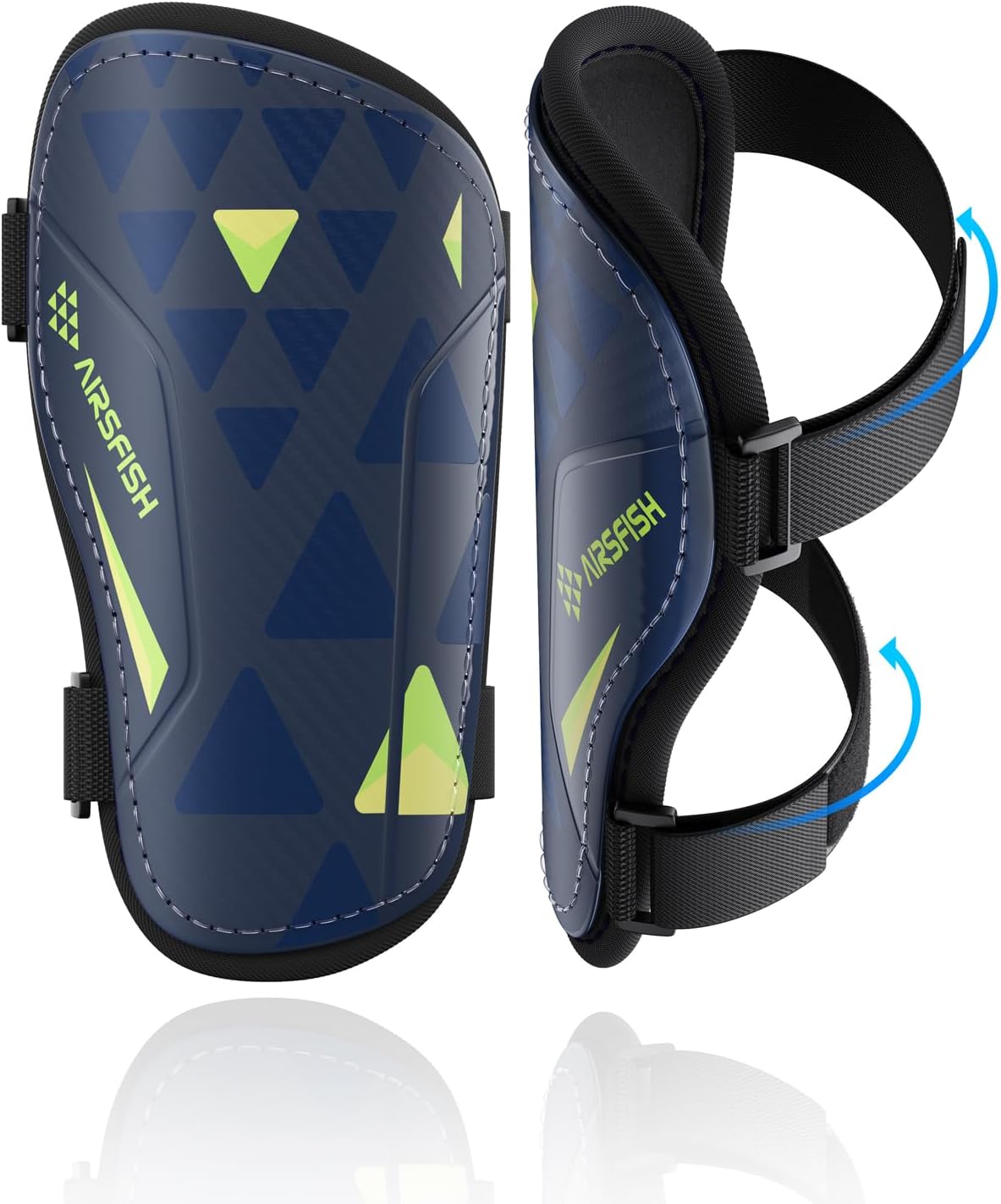 Shin Guards Soccer Kids Youth, CE Certified Airsfish Shin Guard Protection Gear for 2-18 Years Old Boys Girls Teenagers High Impact Resistant Breathable Comfortable 1 Pair 4 Sizes