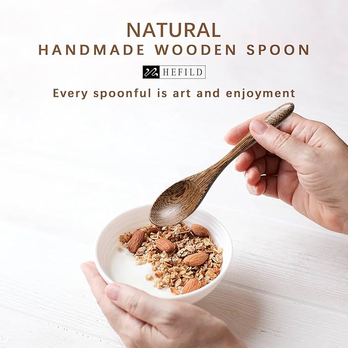 4 PCS Small Wooden Spoons, 5.8 Inch Honey Spoons for Tea, Padauk Wooden Honey Teaspoon for Coffee, Little Tiny Wood Spoons, Bamboo Table Spoon for stirring, Wooden Spoons for Utensils Set