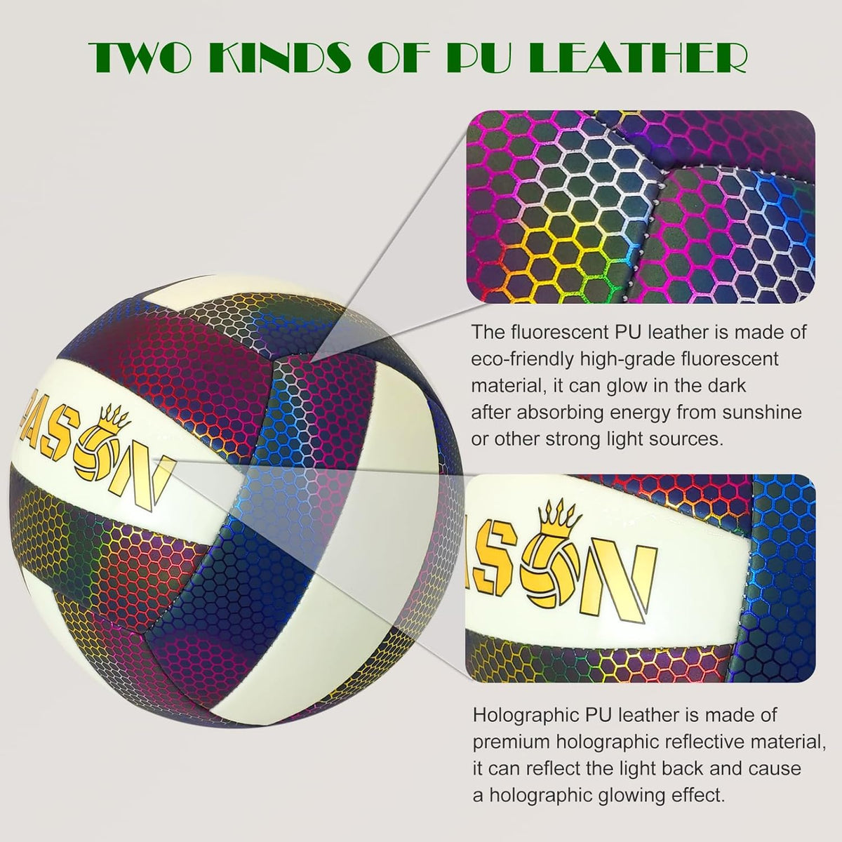 Volleyballs, Holographic Glowing Volleyball Official Size 5, Indoor Outdoor Beach Volleyball Ball for Men Women