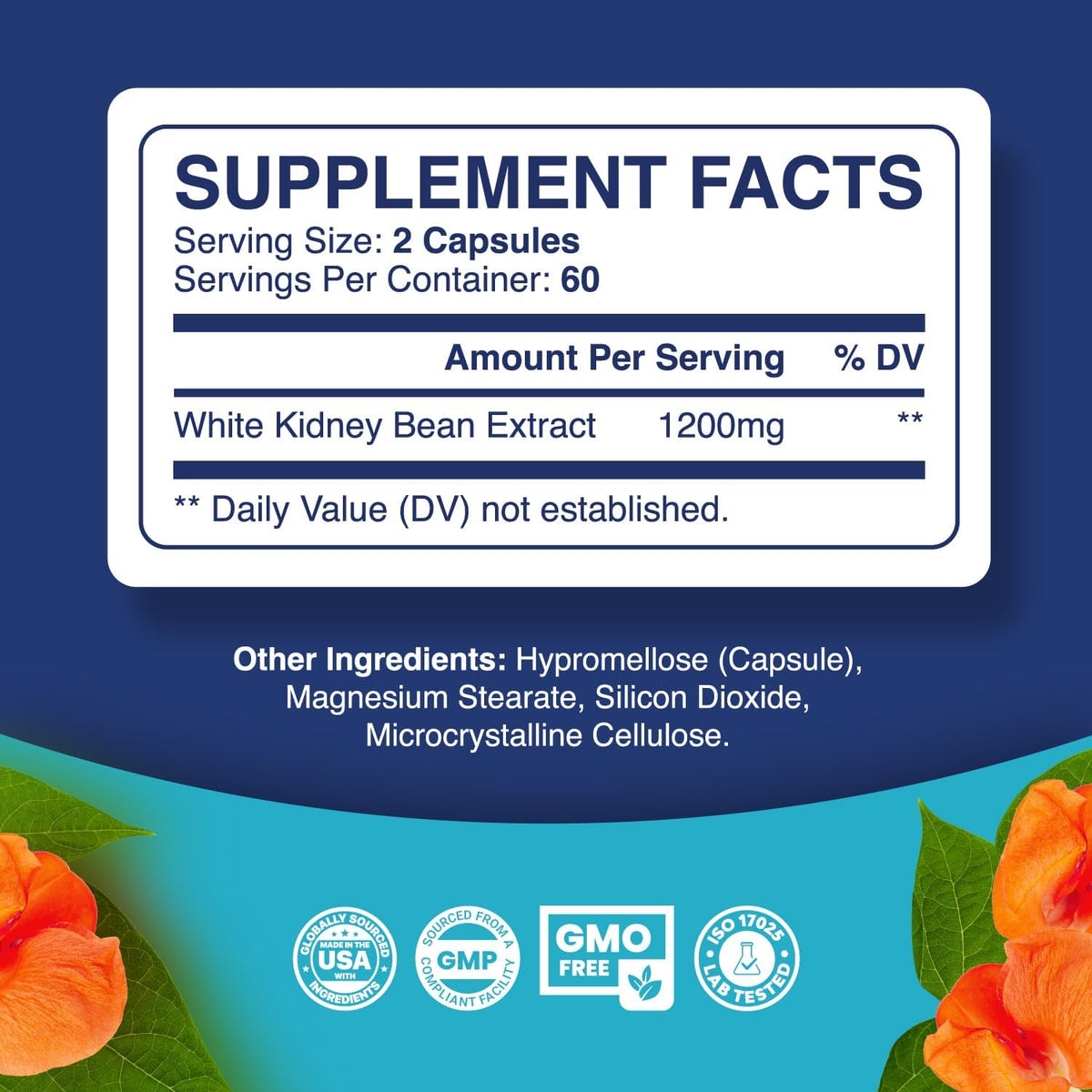 Phytoral White Kidney Bean Extract Carb Blocker - White Kidney Beans Supplement for Metabolism Boost & Ease Calories from Starchy Food - Carb Control Supplements - 120 Capsules