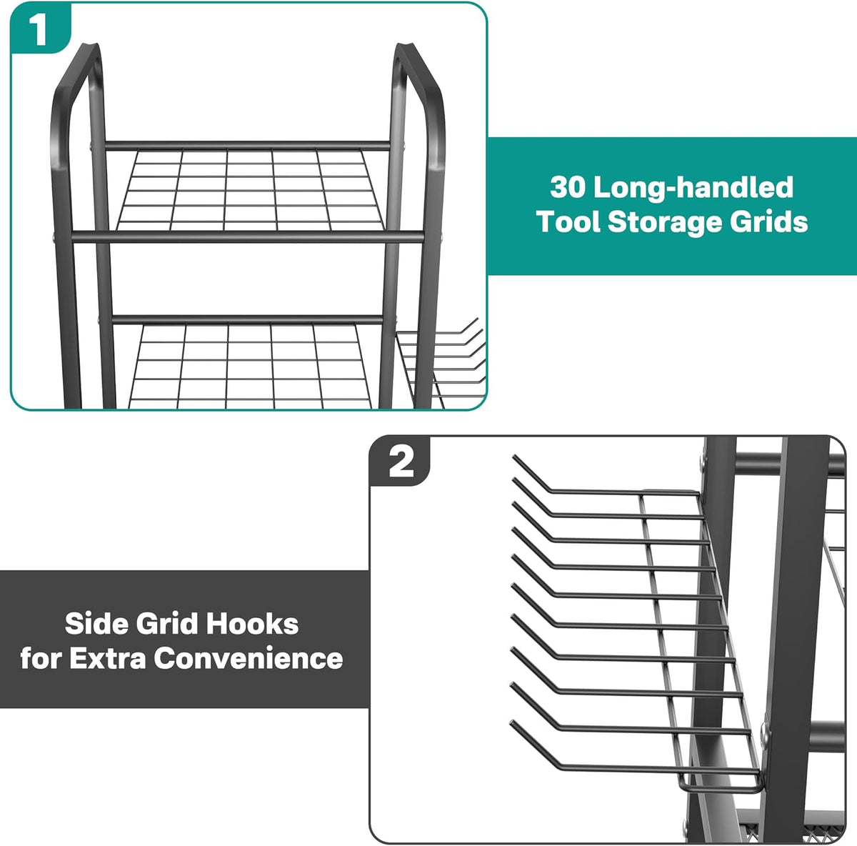 EVERHANGER Garden Tool Organizer and Storage, Yard Tool Stand Garage Tool Organization, Yard Tool Racks for Indoor/Outdoor Use
