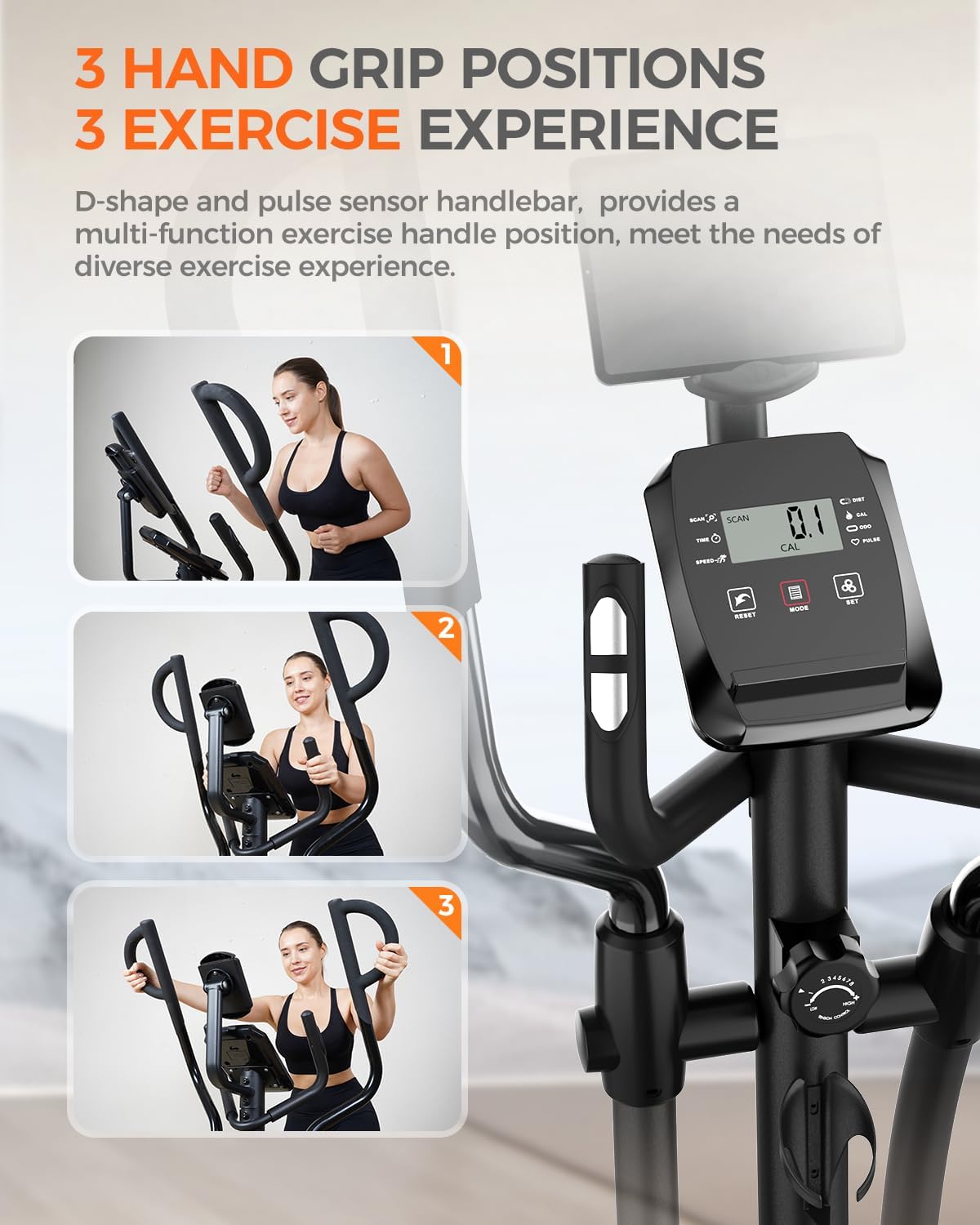 pooboo Elliptical Machine, Elliptical Exercise Machine with 16-Level Resistance&Hyper-Quiet Magnetic Driving System, Elliptical Machine for Home with LCD Monitor&15.5IN Stride, 350LBS Weight Capacity