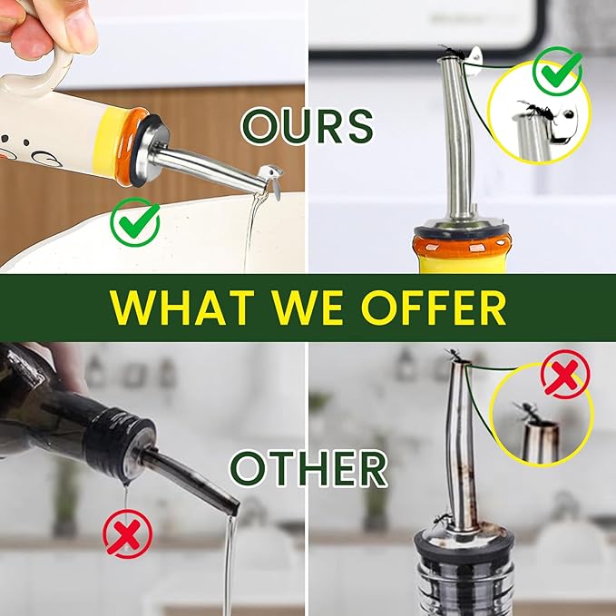 18 oz Ceramic Olive Oil Dispenser Bottle for Kitchen, Large Capacity Oli and Vinegar Cruet with Stainless Steel Spout, 540 ml Oil Container with Handle for Cooking Preventing, Vinegar Cruet