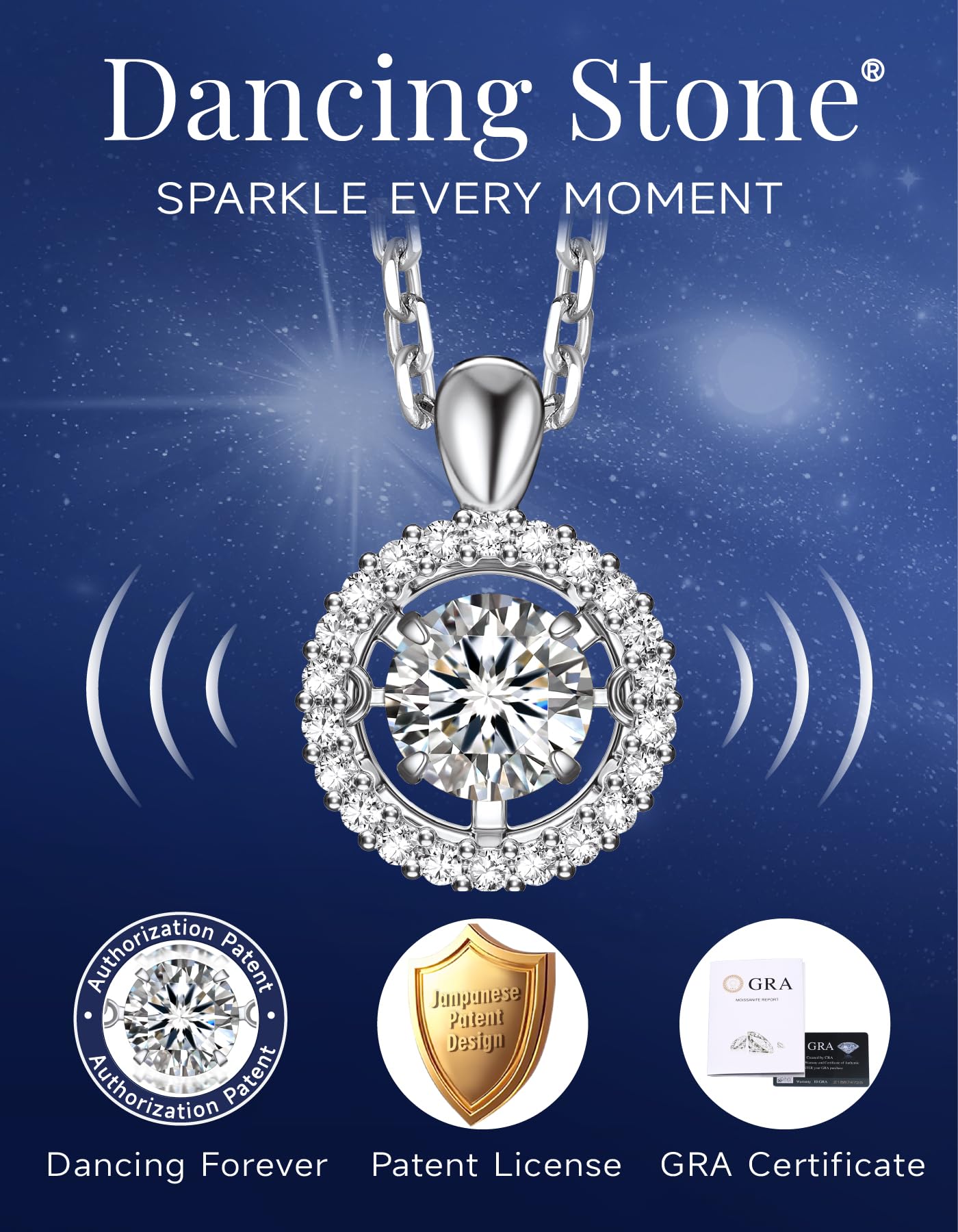 MomentWish 925 Sterling Silver Moissanite Necklace for Women 0.5Carat D Color VVS1 Moissanite Diamond Pendant Silver Accessories for Women Jewelry