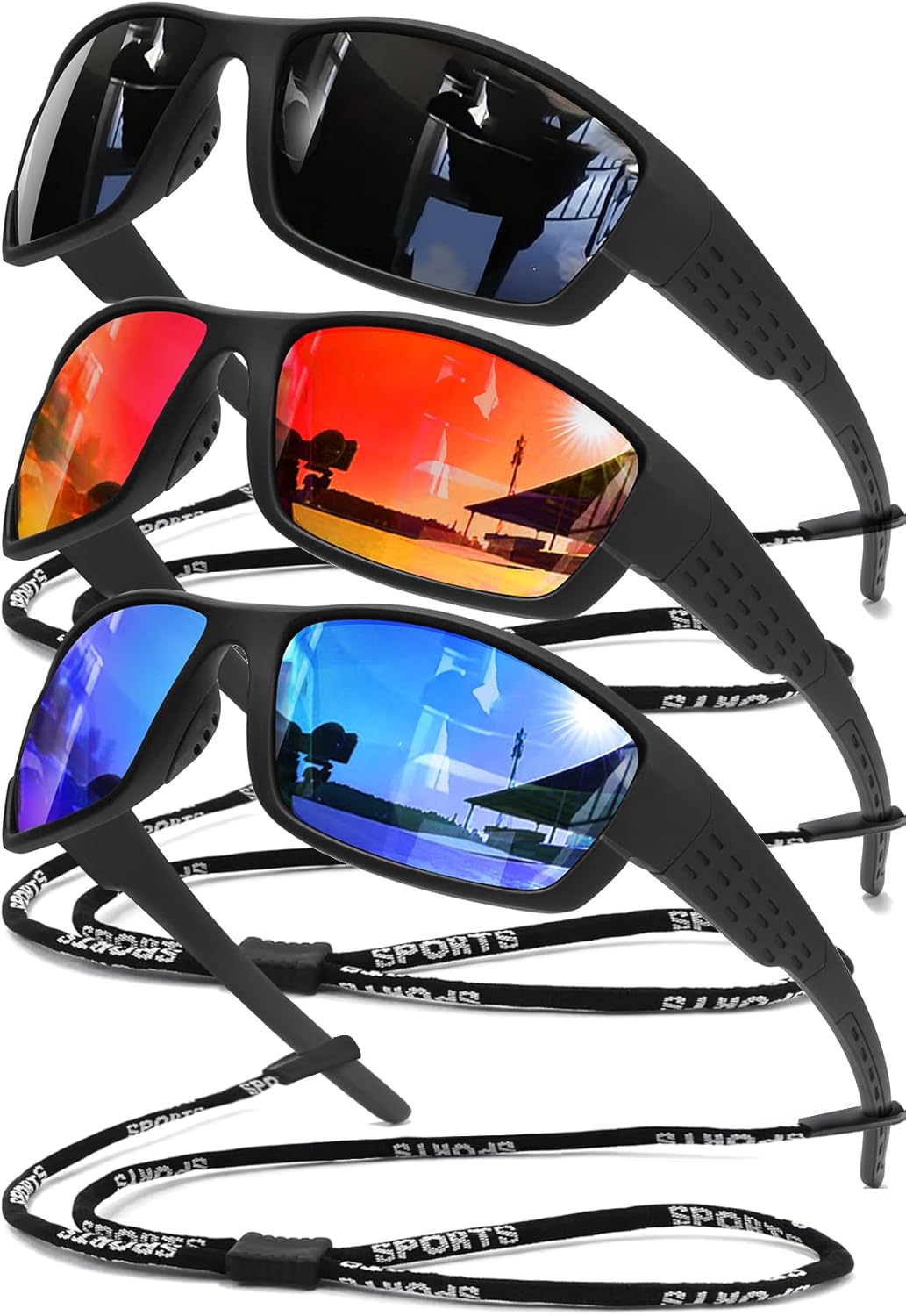 Polarized Sports Sunglasses Men UV400 Protection Lightweight Wrap Around Goggles for Cycling Fishing Driving Running