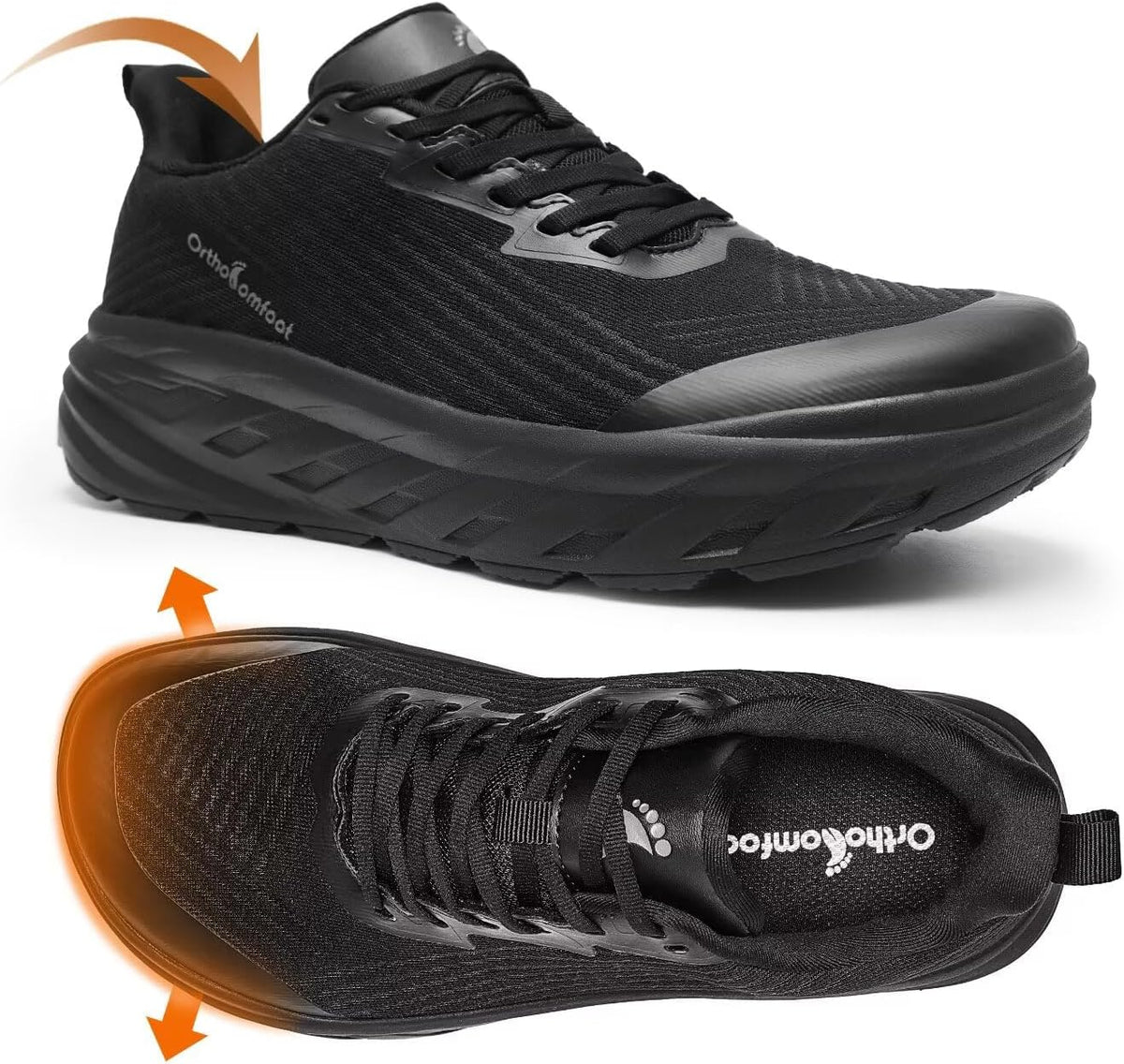 OrthoComfoot Orthopedic Diabetic Men's Wide Shoes: Comfortable Arch Support Running Sneakers, Plantar Fasciitis Wide Toe Box Work Tennis Outdoor Walking Shoes for Swollen Feet, Heel Pain