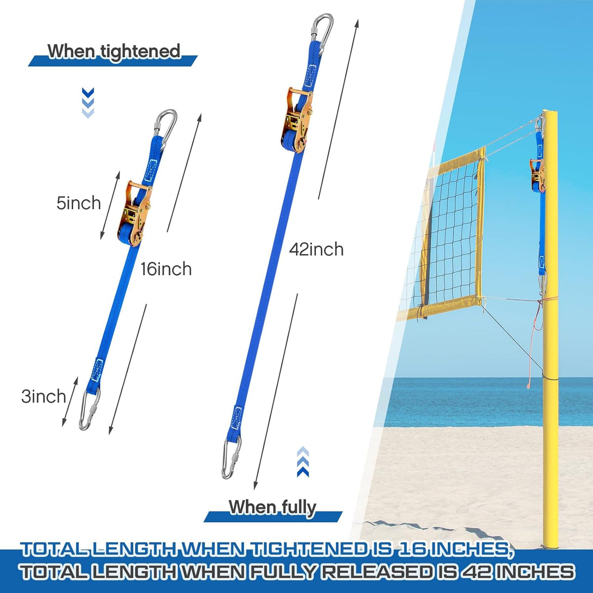2 Pcs Volleyball Net Ratchet Strap Heavy Duty Net Tensioning Lever Ratchet Volleyball Poles Rope Tightener