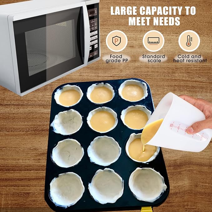 ZUYEE 3 PCS Silicone Measuring Cups (2 Cup + 1 Cup + 0.5 Cup) Flexible Melting Measure Cups for Chocolate,Epoxy Resin Butter, Squeeze Pour Baking Cup BPA Free with Marking ML/Ounce